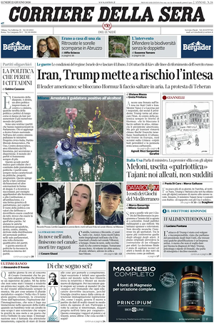 Corriere della Sera prima pagina