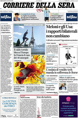 Corriere della Sera prima pagina