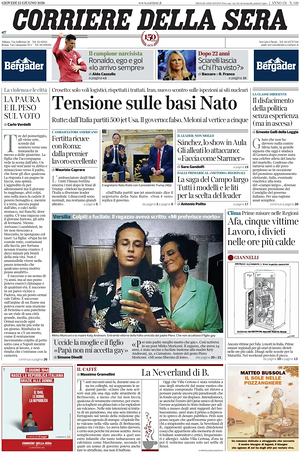 Corriere della Sera prima pagina
