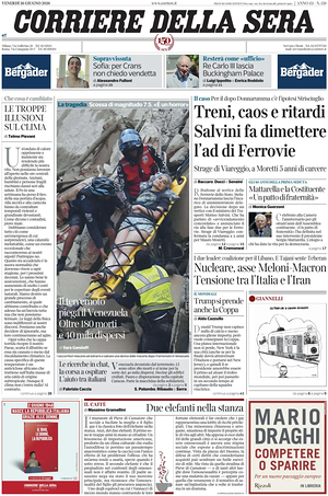 Corriere della Sera prima pagina