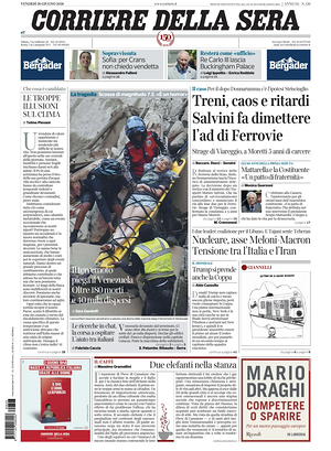 Corriere della Sera prima pagina