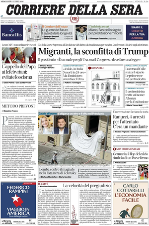 Corriere della Sera prima pagina