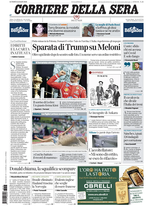 Prima pagina Corriere della Sera di oggi - Quotidiano nazionale