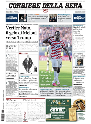 Prima pagina Corriere della Sera di oggi - Quotidiano nazionale