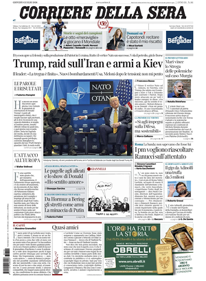 Prima pagina Corriere della Sera di oggi - Quotidiano nazionale