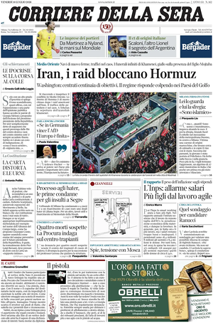 Corriere della Sera prima pagina