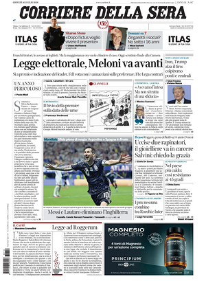 Corriere della Sera prima pagina