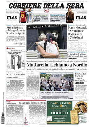 Corriere della Sera prima pagina