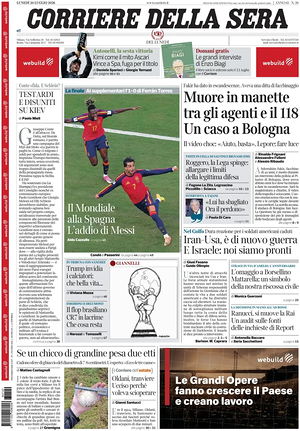 Corriere della Sera prima pagina