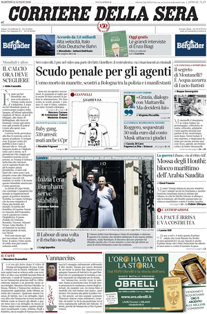Corriere della Sera prima pagina