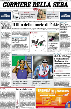 Corriere della Sera prima pagina