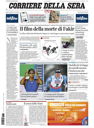Prima pagina Corriere della Sera di oggi - Quotidiano nazionale