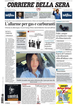 Prima pagina Corriere della Sera di oggi - Quotidiano nazionale