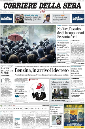 Corriere della Sera prima pagina