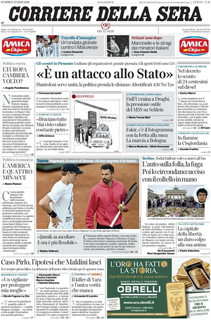 Corriere della Sera prima pagina