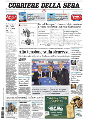 Prima pagina Corriere della Sera di oggi - Quotidiano nazionale