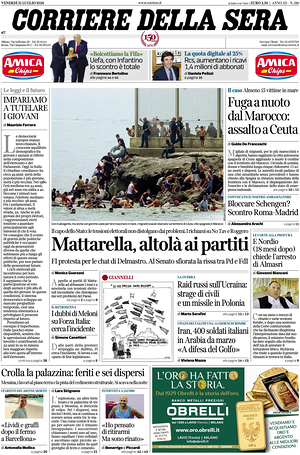 Corriere della Sera prima pagina