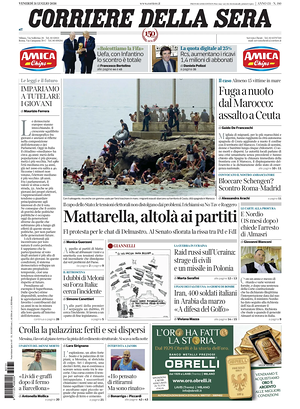 Prima pagina Corriere della Sera di oggi - Quotidiano nazionale