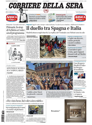 Prima pagina Corriere della Sera di oggi - Quotidiano nazionale