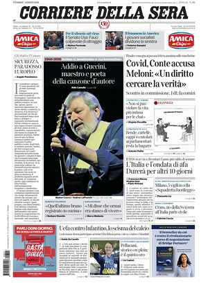 Prima pagina Corriere della Sera di oggi - Quotidiano nazionale