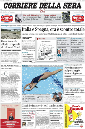 Corriere della Sera prima pagina