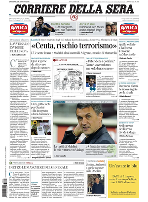 Prima pagina Corriere della Sera di oggi - Quotidiano nazionale