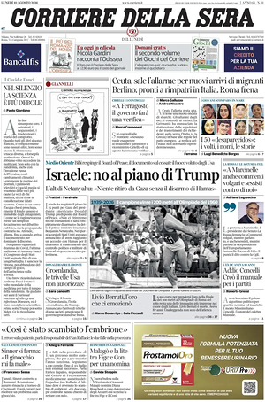 Corriere della Sera prima pagina