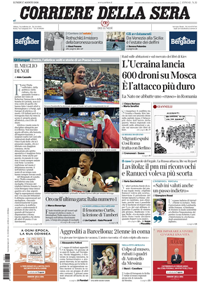 Prima pagina Corriere della Sera di oggi - Quotidiano nazionale