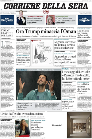 Corriere della Sera prima pagina