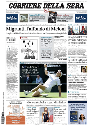 Prima pagina Corriere della Sera di oggi - Quotidiano nazionale