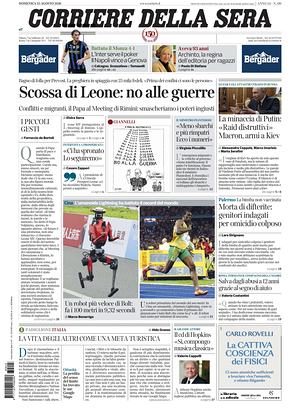Prima pagina Corriere della Sera di oggi - Quotidiano nazionale