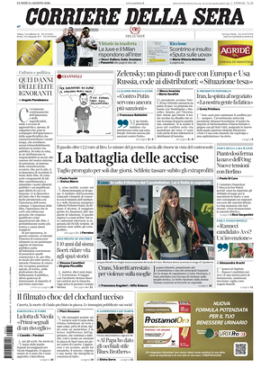 Prima pagina Corriere della Sera di oggi - Quotidiano nazionale