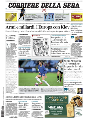 Prima pagina Corriere della Sera di oggi - Quotidiano nazionale