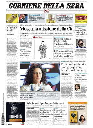 Prima pagina Corriere della Sera di oggi - Quotidiano nazionale