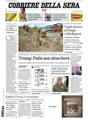 Prima pagina Corriere della Sera di oggi - Quotidiano nazionale