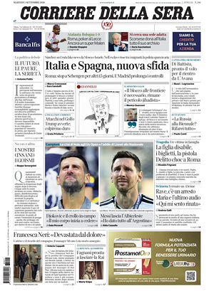 Corriere della Sera prima pagina