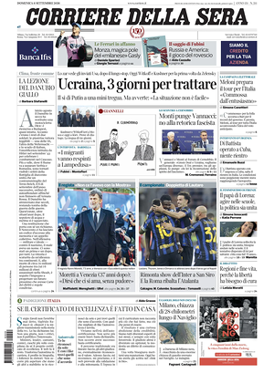 Prima pagina Corriere della Sera di oggi - Quotidiano nazionale