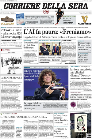 Corriere della Sera prima pagina