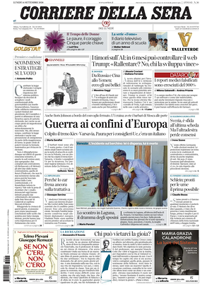 Prima pagina Corriere della Sera di oggi - Quotidiano nazionale