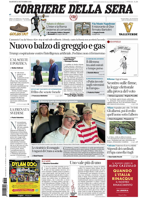Prima pagina Corriere della Sera di oggi - Quotidiano nazionale