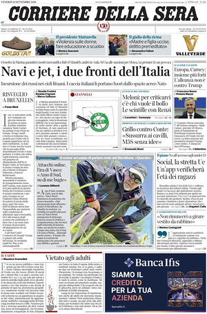Corriere della Sera prima pagina