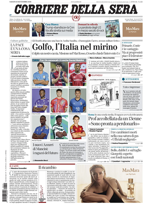 Prima pagina Corriere della Sera di oggi - Quotidiano nazionale