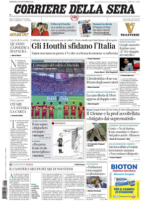 Prima pagina Corriere della Sera di oggi - Quotidiano nazionale