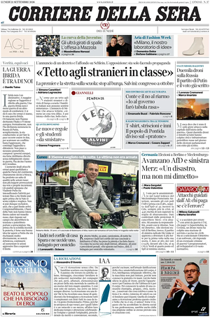 Corriere della Sera prima pagina
