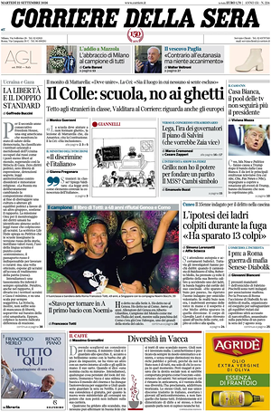 Corriere della Sera prima pagina