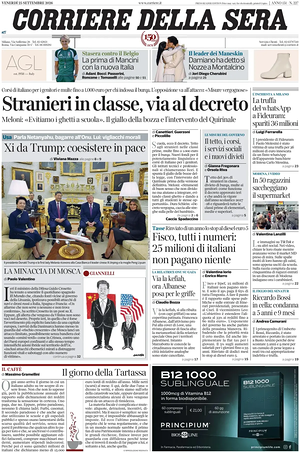 Corriere della Sera prima pagina