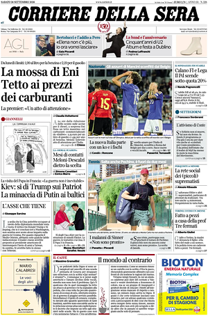 Corriere della Sera prima pagina