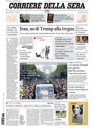 Prima pagina Corriere della Sera di oggi - Quotidiano nazionale