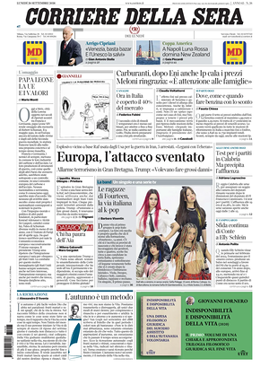 Prima pagina Corriere della Sera di oggi - Quotidiano nazionale