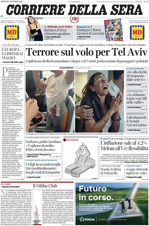 Corriere della Sera prima pagina